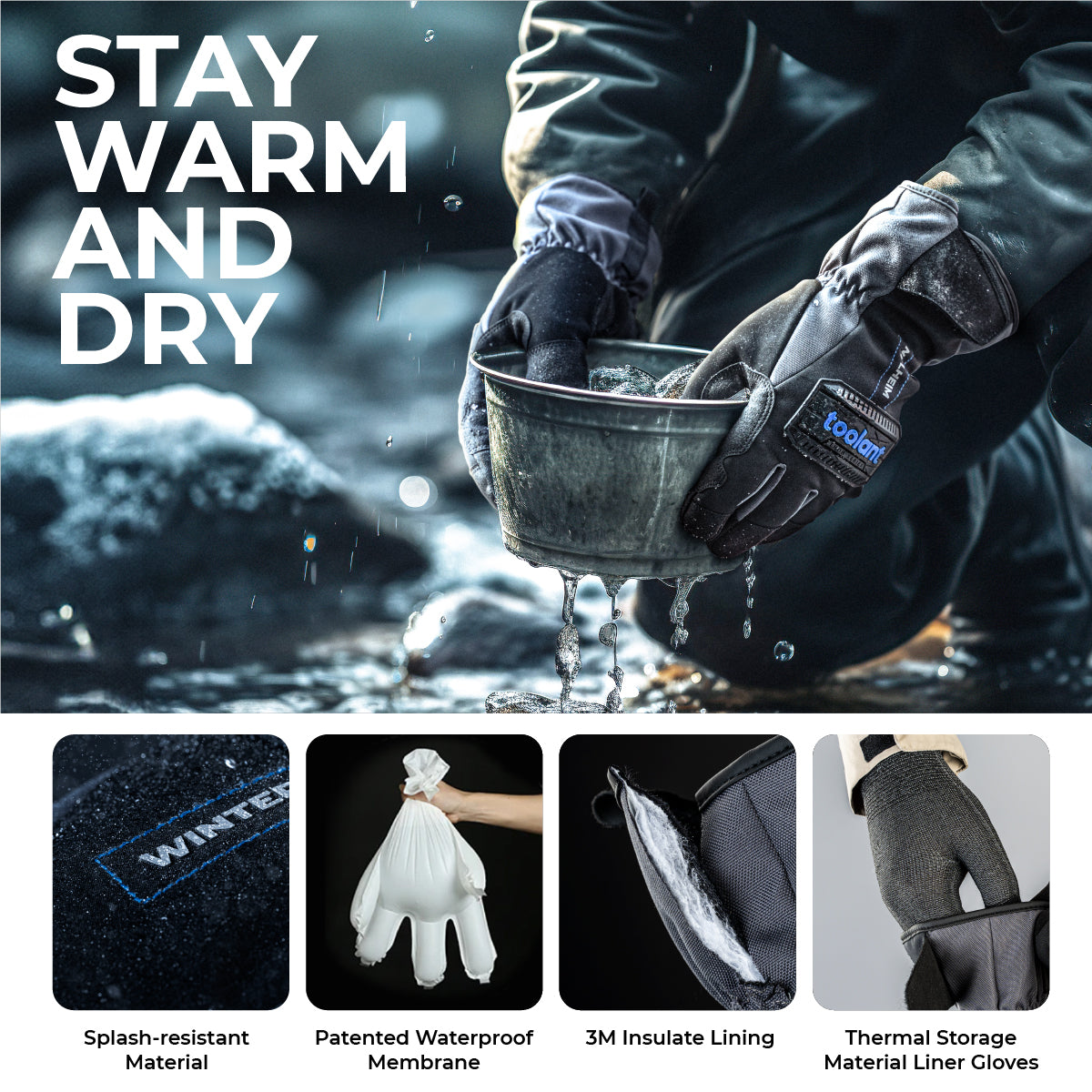 Thor Long Cuff 3M Waterproof Winter Work Gloves